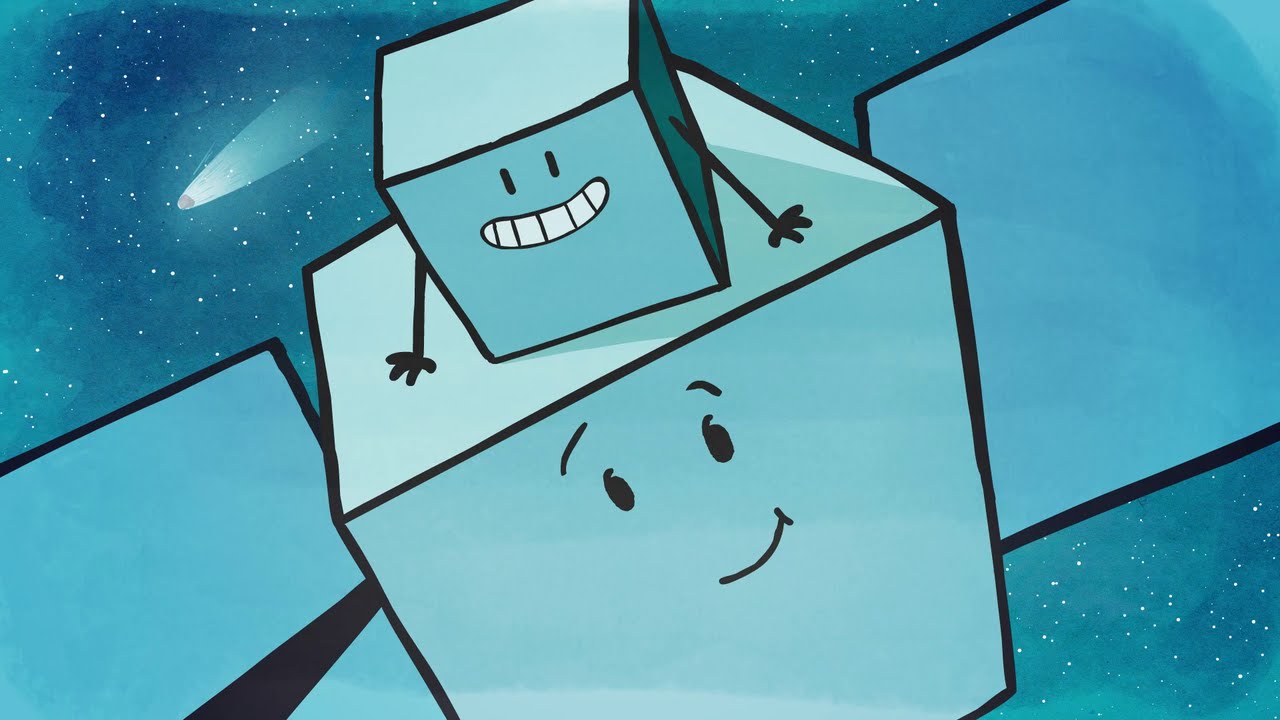 An image of personified Rosetta and Philae from the Once Upon a Time... Rosetta series
